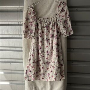 LPA Pink and White Square Neck Midi Dress